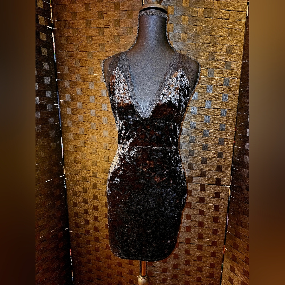 Free People Sexy Black Velvet Dress